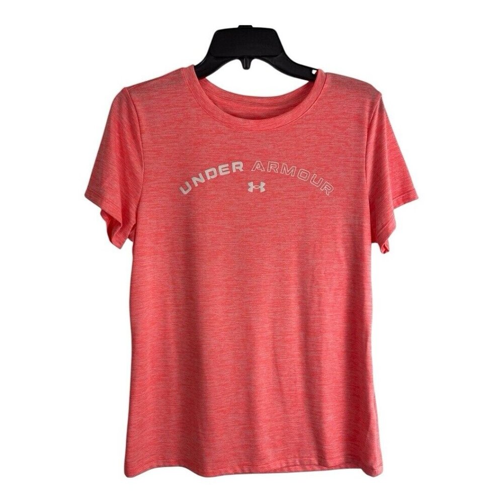 Under Armour Womens Athletic Shirt Adult Size Medium Orange Heat Gear Running